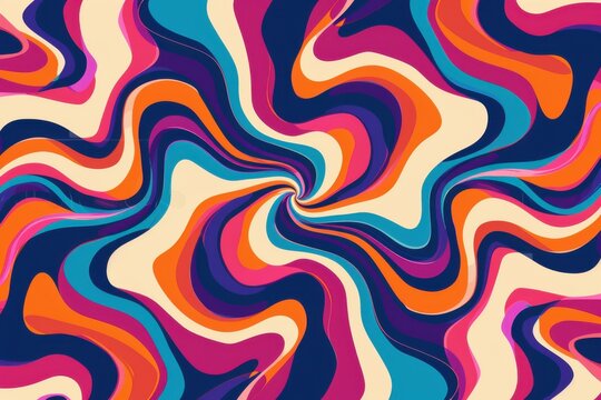 Retro 70s-inspired backgrounds with energetic patterns: groovy waves and swirls. Distorted vector textures in psychedelic y2k style for a trendy aesthetic vibe