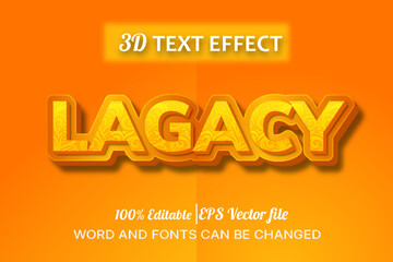 3d text effect with golden color with Pattern - LAGACY 