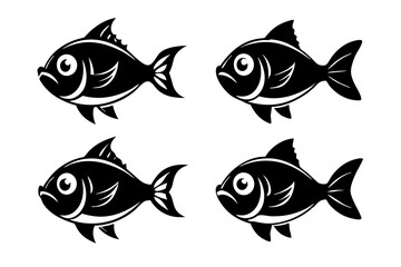Naklejka premium A set of cute fish logo with different actions vector artwork illustration