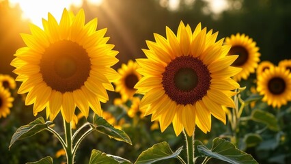 Fototapeta premium Bright and Beautiful Sunflowers in Bloom