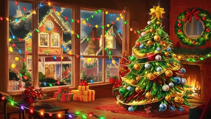 Christmas decorations colorful christmas lights background