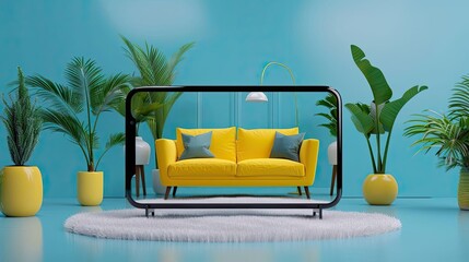 Obraz premium Virtual Interior Design AR App for Furniture Placement