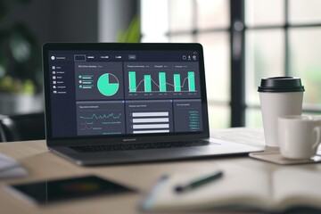 Real-Time Online Sales Dashboard on Laptop in Tidy Workspace for Business Analytics
