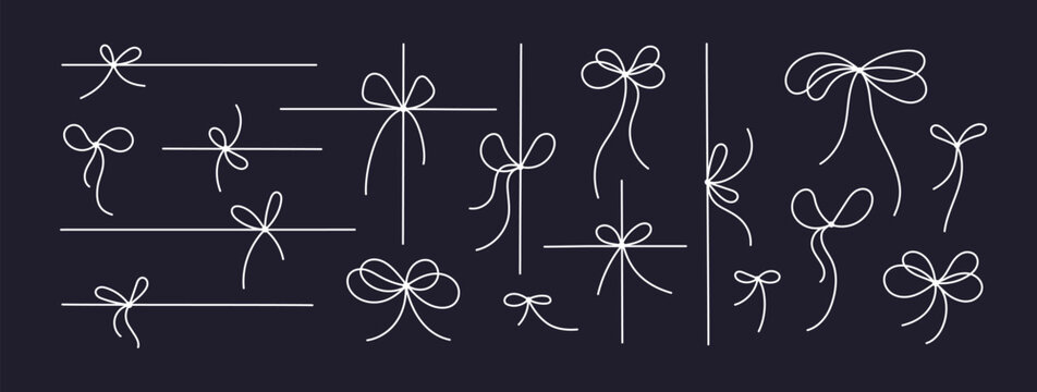 Bows line art collection, cords tied for gift box