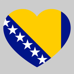 flag of Bosnia and Herzegovina in form of heart, symbol of love