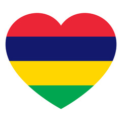 flag of Mauritius in form of heart, symbol of love