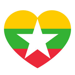 flag of Myanmar in form of heart, symbol of love