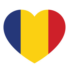 Fototapeta premium flag of Romania in form of heart, symbol of love