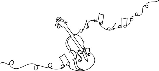 Violin with music stand and notes. Music education.