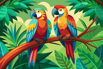  Parrot Pair Sitting Together - Spacing Burring Bee Duduk Breaming