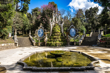 Obraz premium Mermaid Garden, Jardim da Sereia in the center of Coimbra, Portugal. 18th century public park