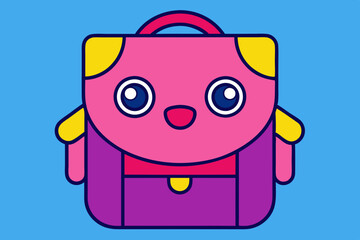 Cartoon School Bag Vector Art Illustration