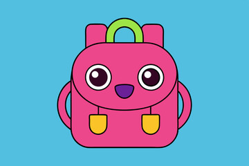 Cartoon School Bag Vector Art Illustration