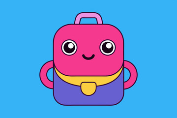 Cartoon School Bag Vector Art Illustration