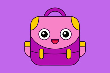 Cartoon School Bag Vector Art Illustration