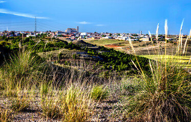 Fields in spring time and Villarrubia de Santiago