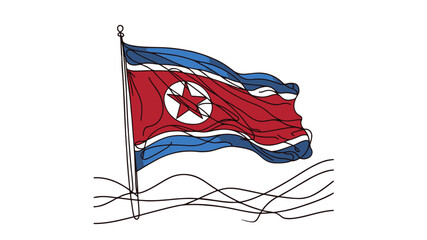 line art of north korea flag