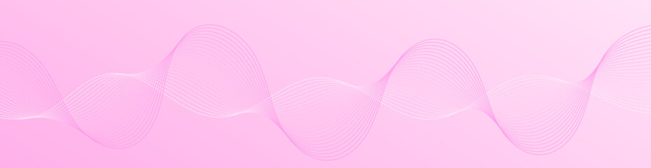 Abstract background with lines and waves. Web banner size. Element for design. Vector background for brochure, booklet, flyer, poster. Pink gradient. Summer, love