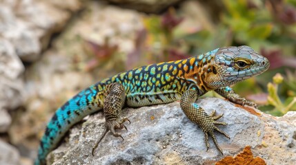 Naklejka premium lizard on a rock