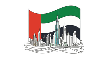 uae concept flag line art
