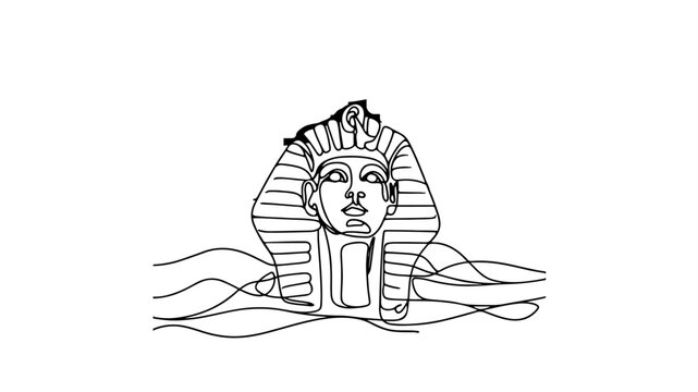 pharaoh tutankhamen mask one line illustration