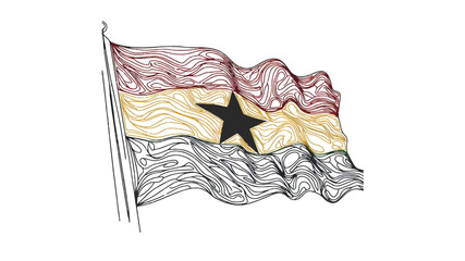 ghana flag one line drawing