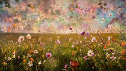 Beautiful wildflowers artistic background