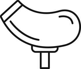 Simple line drawing of an eggplant standing on a short stem for food icons or recipe books