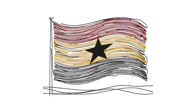 recommend clip art: ghana flag one line illustration 