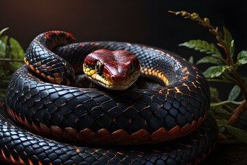 Fototapeta premium a photo-realistic image of a snake with dragon horns