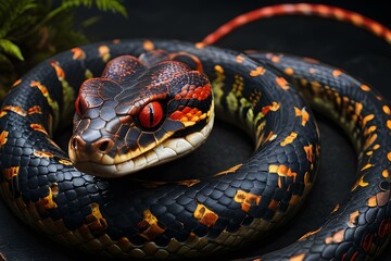 Obraz premium a photo-realistic image of a snake with dragon horns