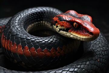 Fototapeta premium a photo-realistic image of a snake with dragon horns