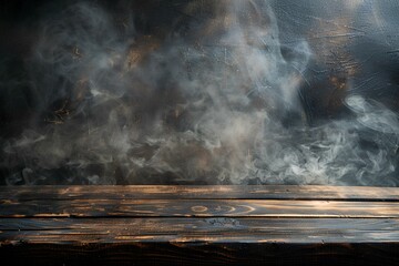 A wooden table with smoke coming out of it