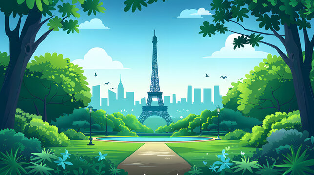 Olympic stadium at France with Eiffel tower in the background in vectorial, Paris olympic games, vector, vectorial