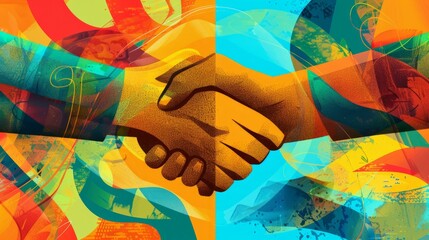 Collaboration, agreement, and teamwork handshake. Two hands meet in a handshake, symbolizing cooperation, collaboration, and unity.