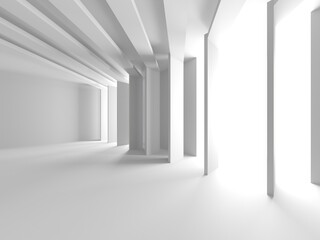 White futuristic empty room interior space. Architecture design