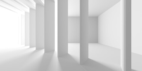 Abstract white room with light. Simple design. Architecture interior