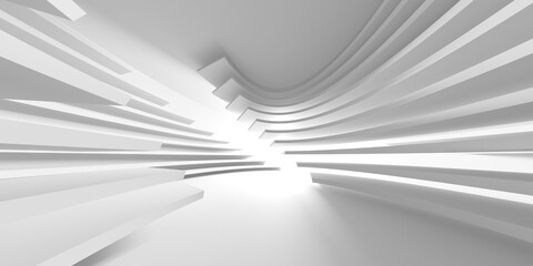 White modern space architectural background. Futuristic design