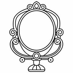 Mirror, line art, black and white, vector art illustration
