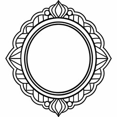 Mirror, line art, black and white, vector art illustration