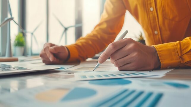 Professionals working on renewable energy initiatives to support sustainable business practices