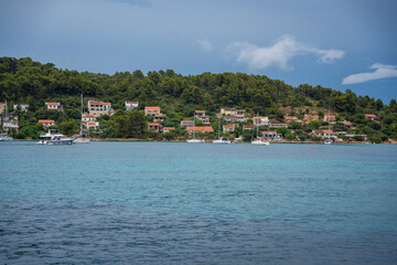 Shore in the bay of Uvala Gradina near the town of Vela Luka on the island of Korcula in Croatia