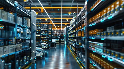 Fototapeta premium A futuristic store with shelves full of goods