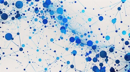 Cobalt blue dots with azure connections over a gentle ash canvas, central text area