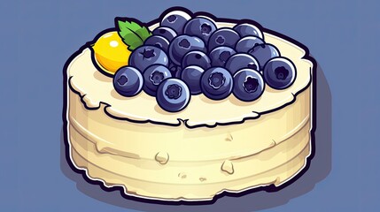 A cartoon blueberry cake sticker