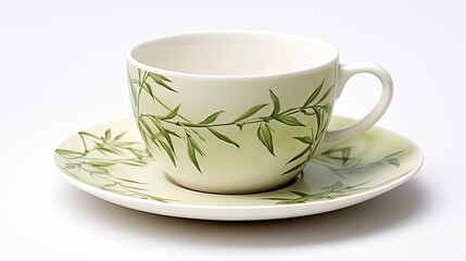 Fototapeta premium A white coffee cup with green tea