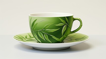 Fototapeta premium Cup with bamboo painting