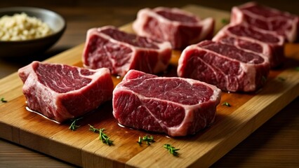 Fototapeta premium Deliciously marbled beef ready for the grill