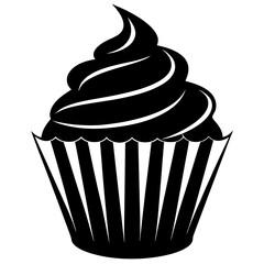 Cupcake Icon Silhouette Vector Art Illustration