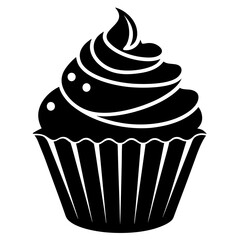 Cupcake Icon Silhouette Vector Art Illustration